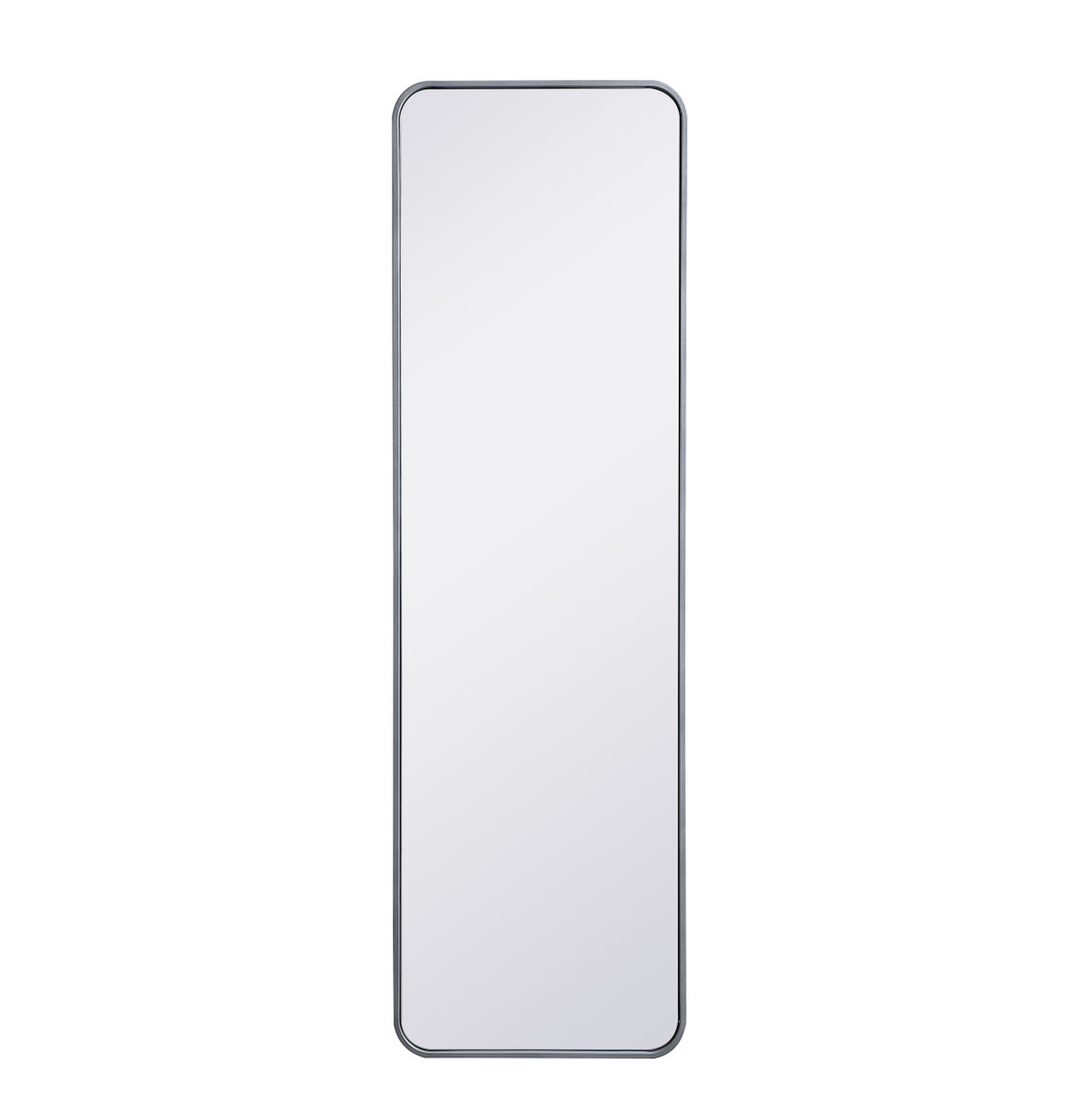 Sabine Metal Rounded Rectangle Wall Mirror, Silver, 60" x 18"