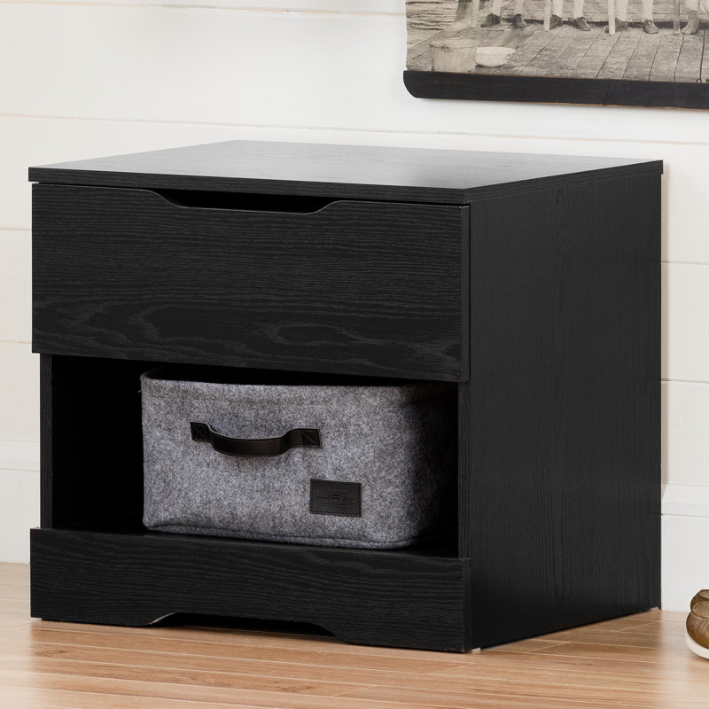 Holland 1 Drawer Nightstand, Black Oak