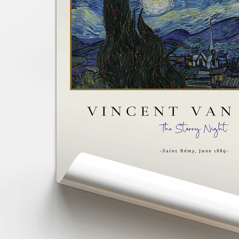 Impression de Van Gogh The Starry Night, H 14 po x l 11 po, Impression sans cadre 1, Ne s’applique pas