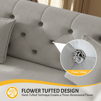 Canapé-lit escamotable surdimensionné de 100 po, canapé-lit convertible avec motif capitonné en tissu fait à la main, lit-causeuse multifonctionnel en velours pour salon, chambre à coucher, gris clair (ancien sku: W1885S00302)