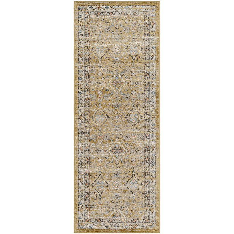 Pertek Lotte Traditional Yellow Area Rug, Runner 2'7" x 7'3"