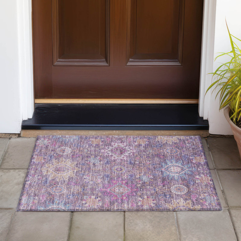 Tapis intérieur / extérieur lavable à la machine Jacinto ACN2151 Medallions, Rectangle 1 pi 8 po x 2 pi 6 po