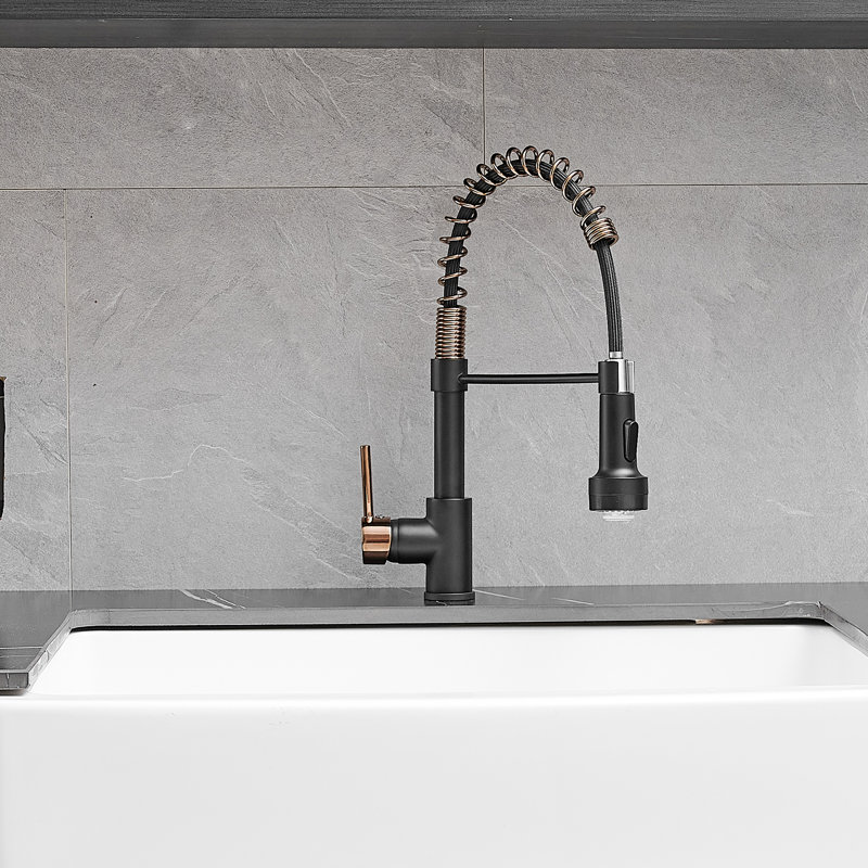 GAWEZA Kitchen Faucet, Black/Rose Gold