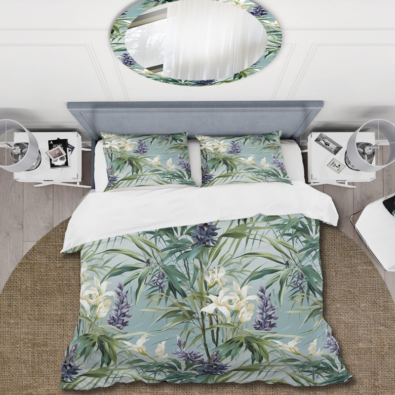 Ensemble de housse de couette Green Green Bamboo Serenade, Housse de couette pour grand lit et 2 taies décor