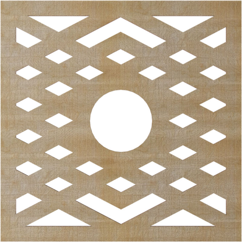 Médaillon 24 po x 6 1/4 po x P 3/8 po à chevrons en bois et bouleau, bouleau, Bouleau, H 22 po x l 22 po x P 0,38 po
