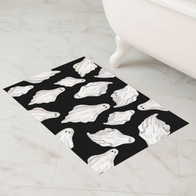 Spooky Ghost Bath Mat with Non-Skid Backing