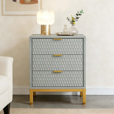 Modern Bedside Table Nightstand with 3 Drawers