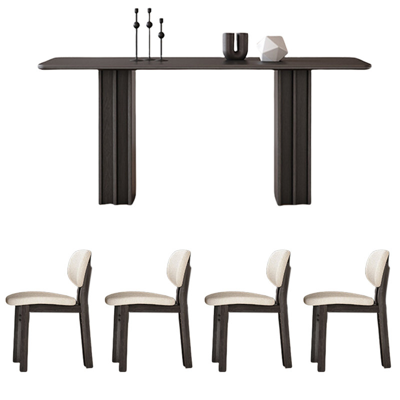 French retro simple rectangular dining table set, 29.5"H x 70.8"L x 35.4"W