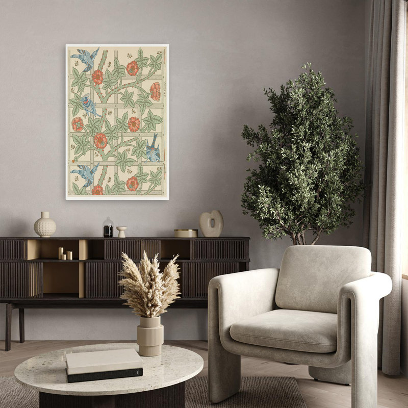 Oiseaux sur treillis - Art floral, H 36 po x l 24 po