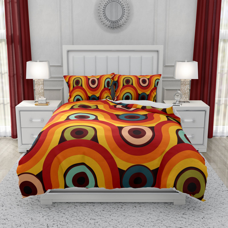 Geometric Shapes Duvet Cover, King Duvet Cover  + 2 King Shams