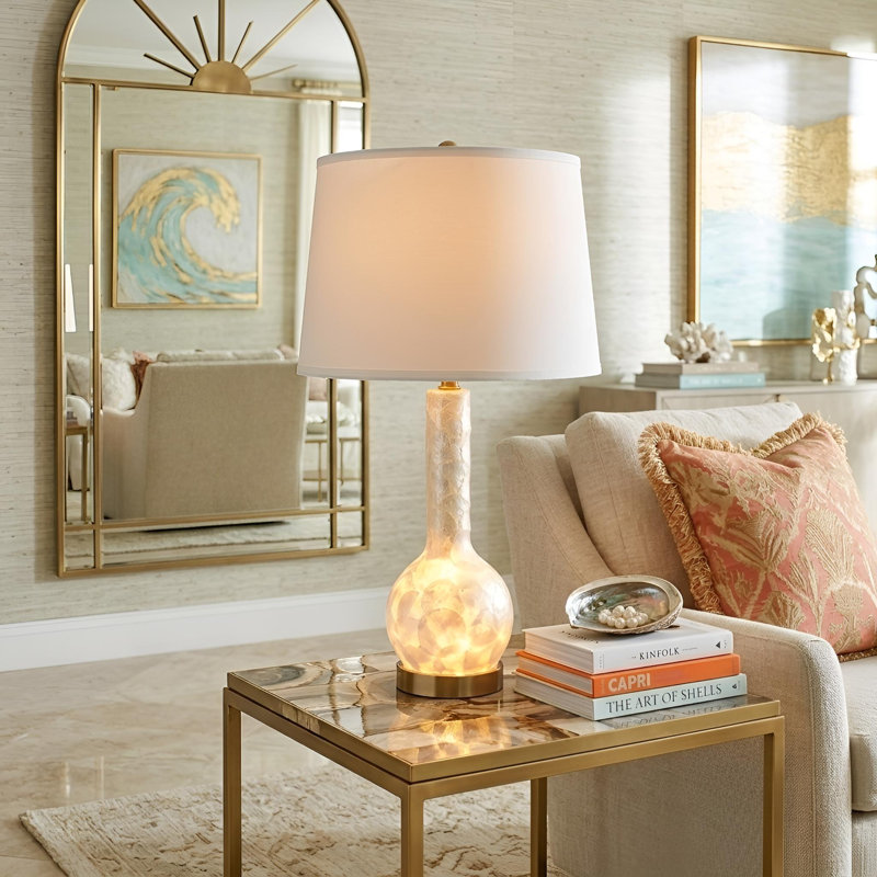 Lampe de table coquille de luxe 25,5 po avec lampe de chevet Capiz Luxury