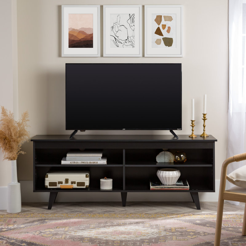Schaeffer 58" Open Storage TV Stand for TVs up to 65", Black