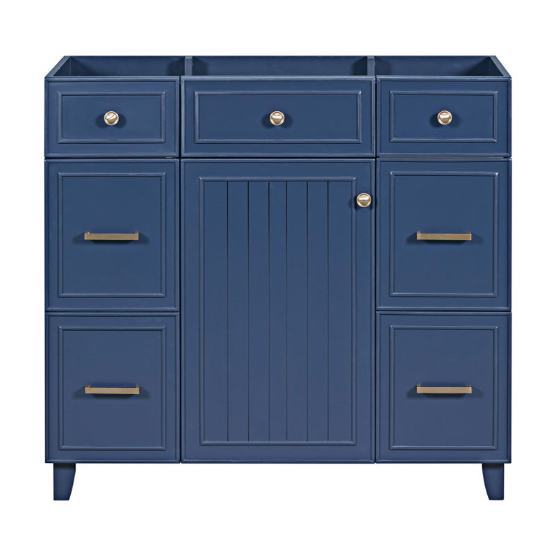 Base de meuble-lavabo avec trois tiroirs, Bleu marine