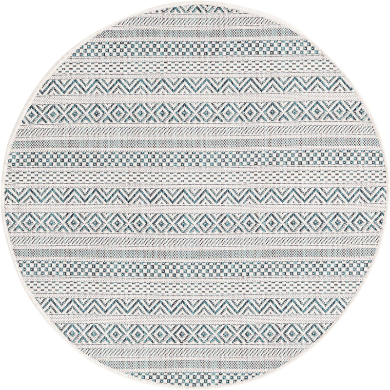 Outdoor Glimmer Area Rug Light Blue Color, Round 3'3"