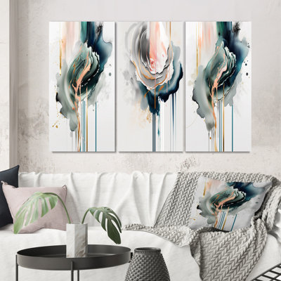 «Green Elegant Roses», 3 pièces sur toile