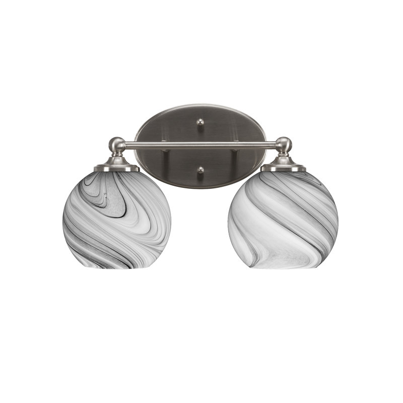 Barre de salle de bain Capri Light avec verre tourbillon onyx de 5,75 po, Nickel brossé, 2