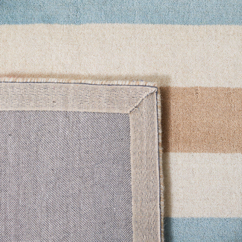 Tapis en laine touffeté à la main Circus, Bleu / gris / jaune, Rectangle 8 pi x 10 pi