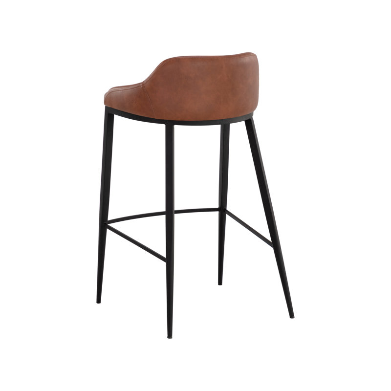 ASTRA Upholstered Stool with Metal Frame, Bar Stool (29.75" Seat Height), Brown