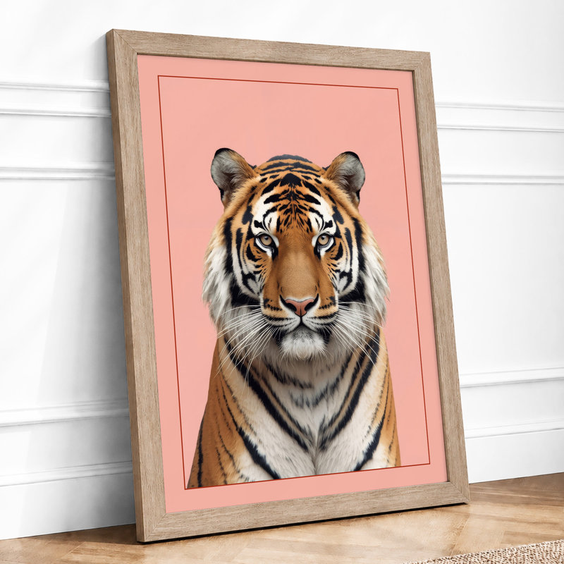 Tiger Portrait Modern - Framed Print, Oak, A4 - 29.7 x 21.0 cm