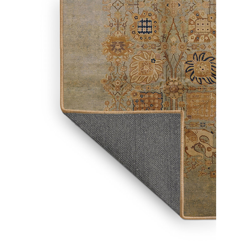 Tapis oriental gris / jaune, Rectangle 4 pi x 6 pi
