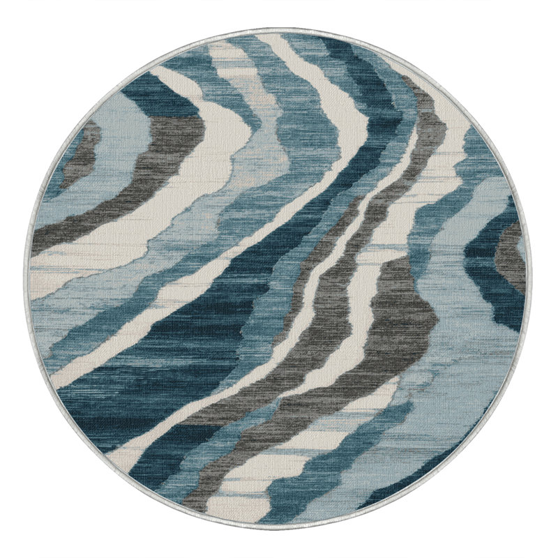 Machine Washable Nature Green Area Rug, Round 5'