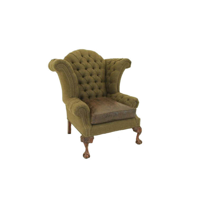 Wingback Chair, Bella Bone Performance Velvet, Brushy Bayou, Old Silver
