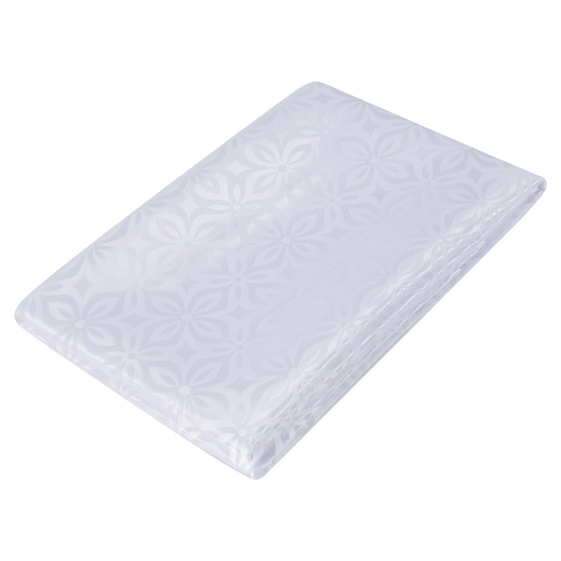 Damask Patterned Tablecloth, 220cm L x 150cm W, White Flower Pattern