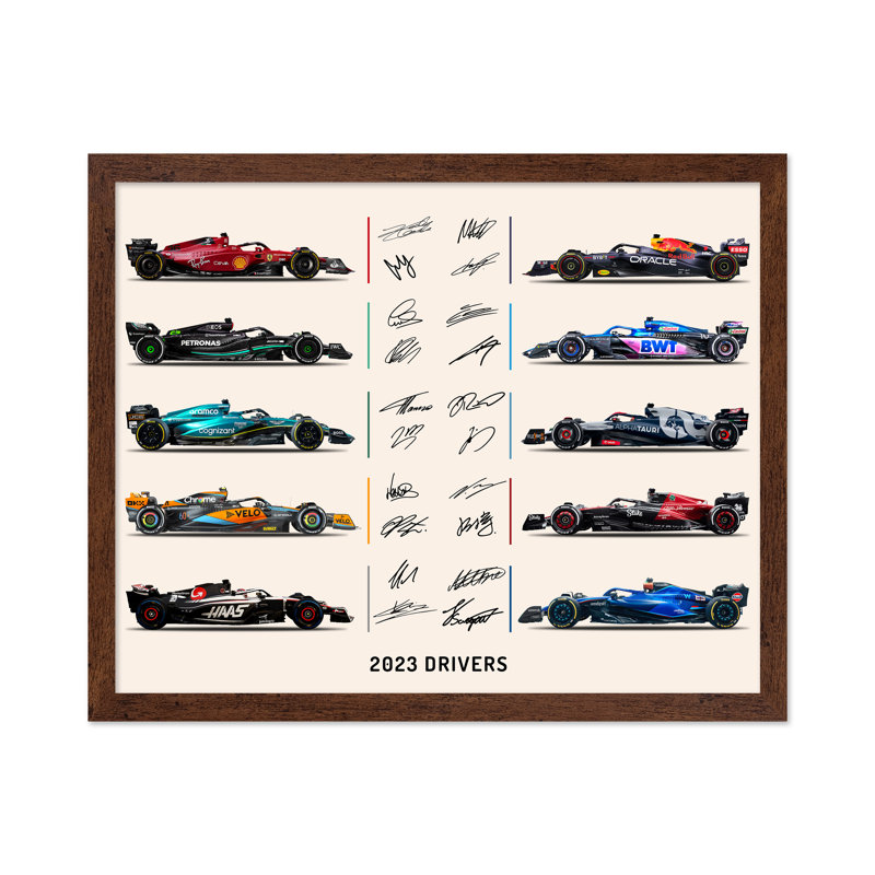 Pilotes de course n ° 2, 24"H x 32"W, Poster, Brown Framed