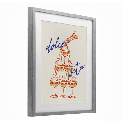 Dolce Vita Champagne Tower, impression sous verre encadrée, design par The Prints Vibe