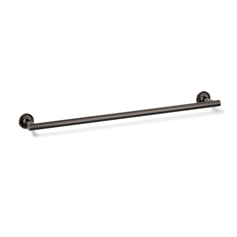 Purist® Wall Mounted Round Towel Bar, Metal Wall-Mounted Towel Holder, Vibrant Titanium, 1.9" H x 25.7" L x 3.5" D
