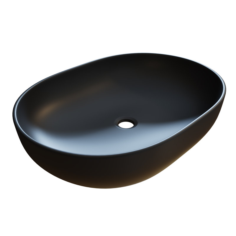 Lavabo de salle de bain vasque ovale en céramique, Noir