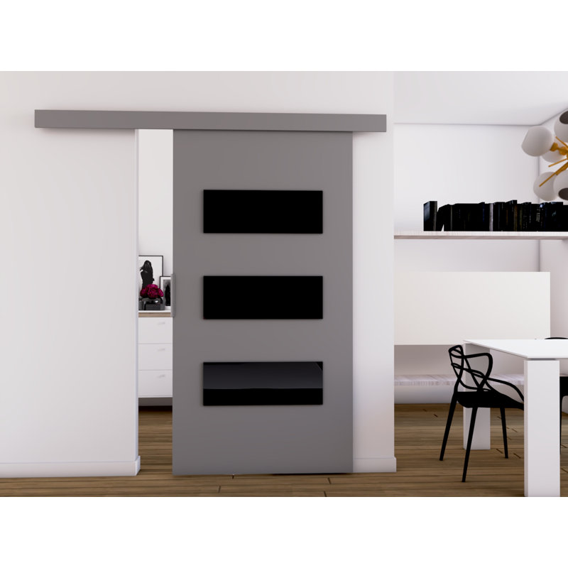 Caspian Veneers Sliding Doors, 205cm H x 86cm W x 1.6cm D, Grey