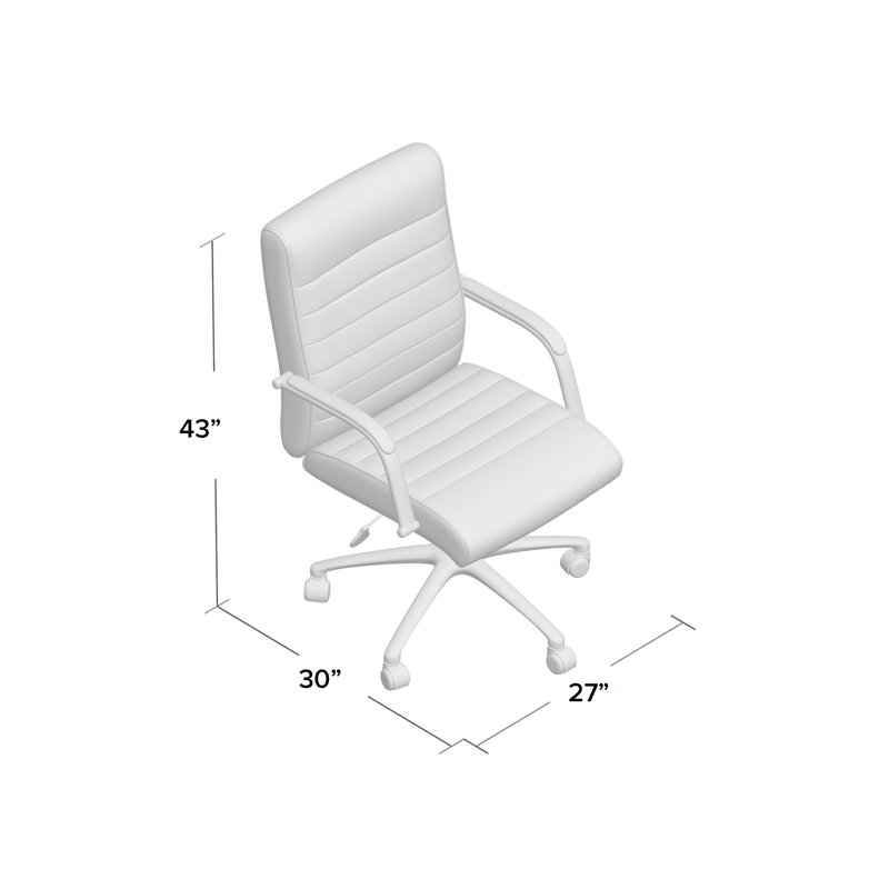 Modern Executive Ergonomic Swivel Chair in Ribbed Gray Vinyl