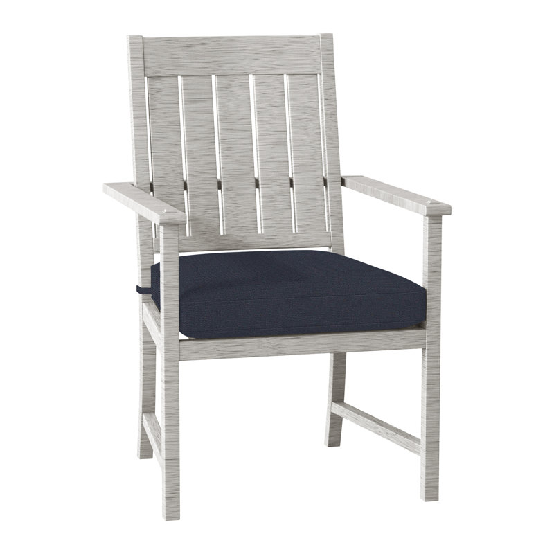 Chaise avec accoudoirs Croquet - huître, Pas de soudure, Lin marine, Huître