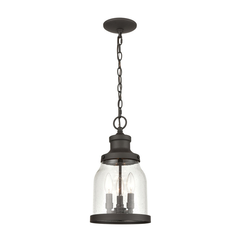 Luminaire suspendu d'extérieur 3 lumières de 8 po de large Renford - Bronze architectural