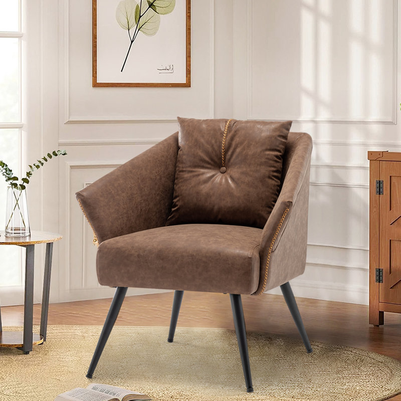 Fauteuil capitonné de 22 po Jonda, Similicuir brun