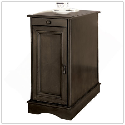 Porte-gobelet escamotable transitionnel pour armoire de table d'appoint avec prise USB intégrée, gris