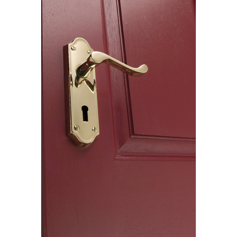 Ashtead Lock Door Handle, Polished Brass