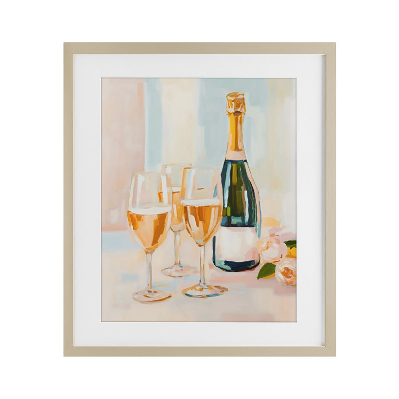 «Champagne Triple Toast», reproduction imprimée sous verre, conception de The Prints Vibe, 16 x 13
