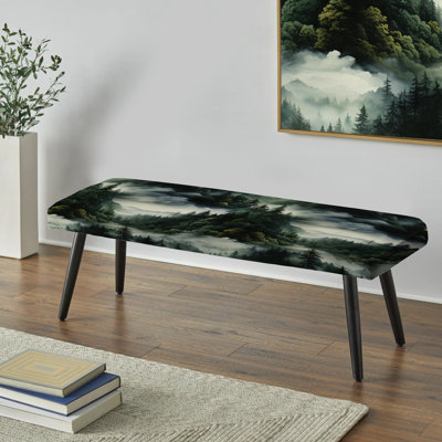 Misty Forest Moody Patterns - Banc noir rembourré abstrait