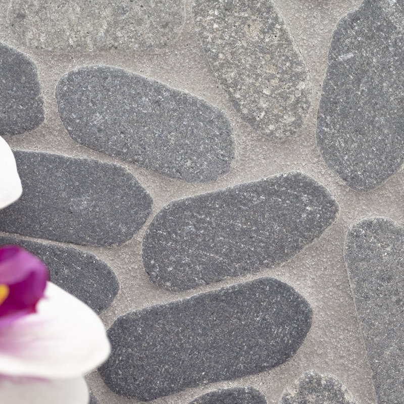 Marvella Pebble 12 in. x 12 in. Natural stone Mosaic Floor and Wall Tile, Ember Cut