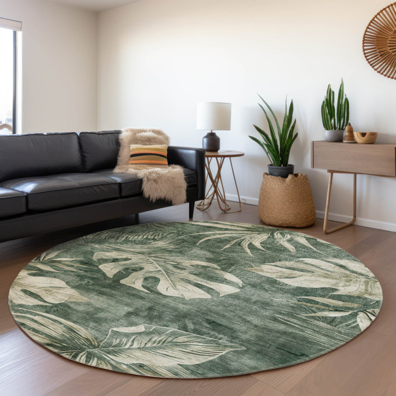 Tapis intérieur / extérieur lavable à la machine Xhevrie, Rond 8 pi