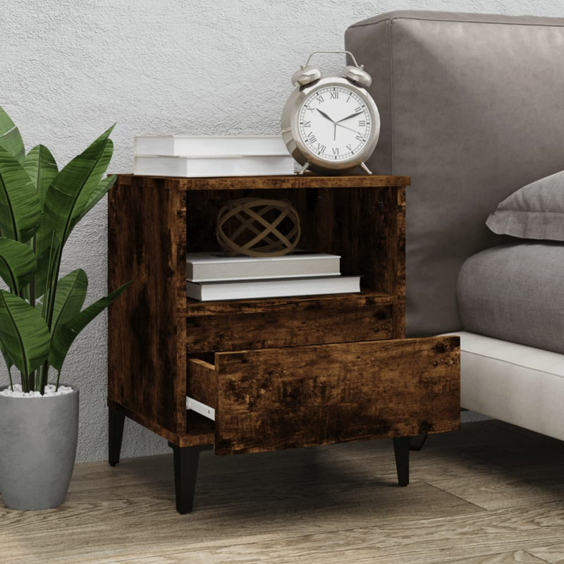 Mervel Manufactured Wood Bedside Table, Smoked Oak, Individual