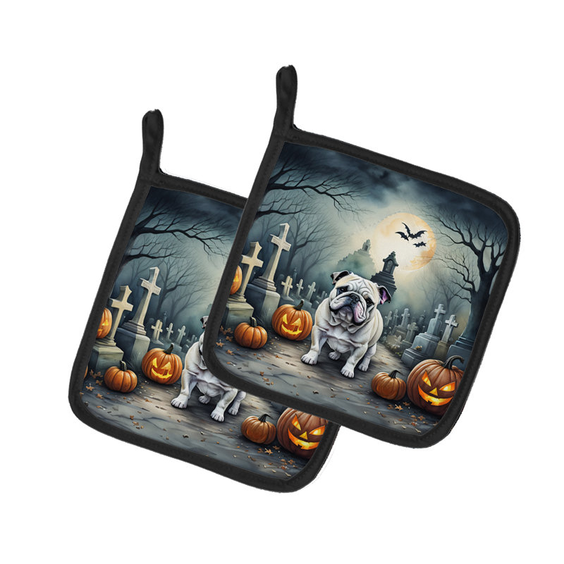 Bouledogue anglais Spooky Halloween - paire de poignées