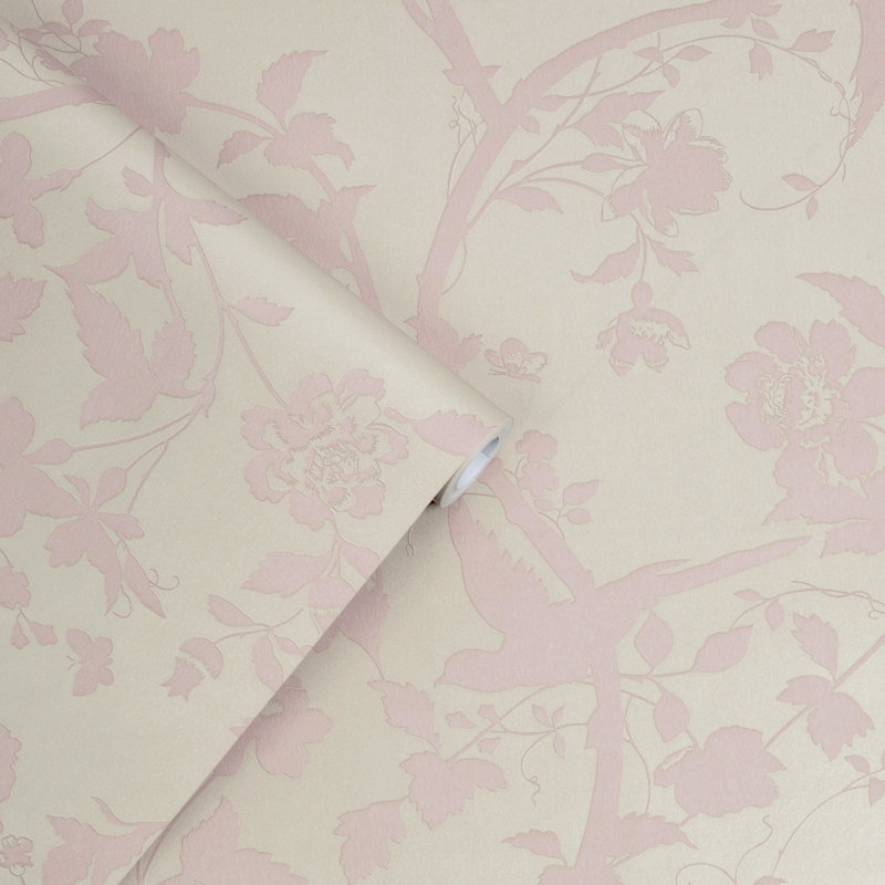 Laura Ashley Oriental Blossom Wallpaper Roll, Chalk Pink
