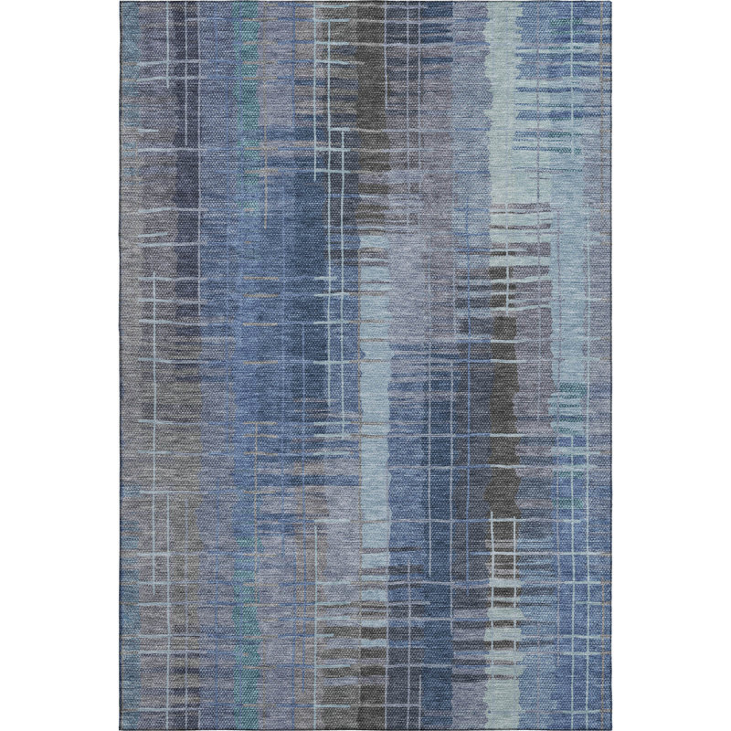 Premium Machine Washable Mayfield AMF2261 Striped Rug, Denim, 2'6" x 3'10"