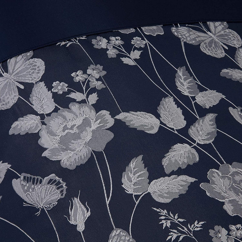 Oxbrooke Cotton Floral Duvet Cover Set with Pillowcases Included, Navy