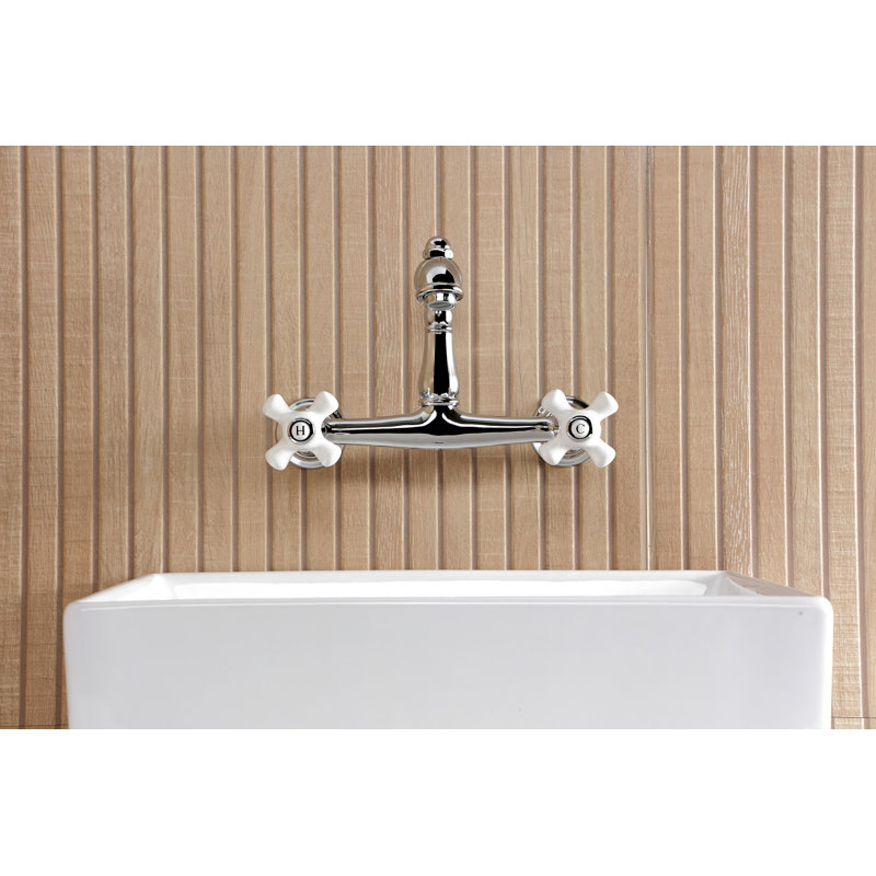 Robinet de salle de bain mural 2 trous Kingston, Chrome poli