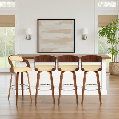 Tabouret pivotant à hauteur de comptoir ou de bar Shelly au fini bois - ensemble 