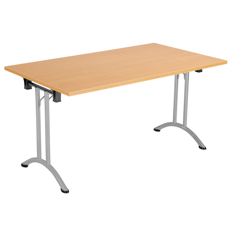 Buariki Rectangle Modular Training Table, 72.5cm H x 140cm W x 80cm D, Silver, Beech